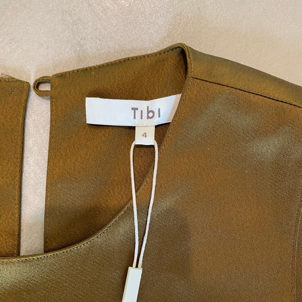 Tibi olive asymmetrical evening dress